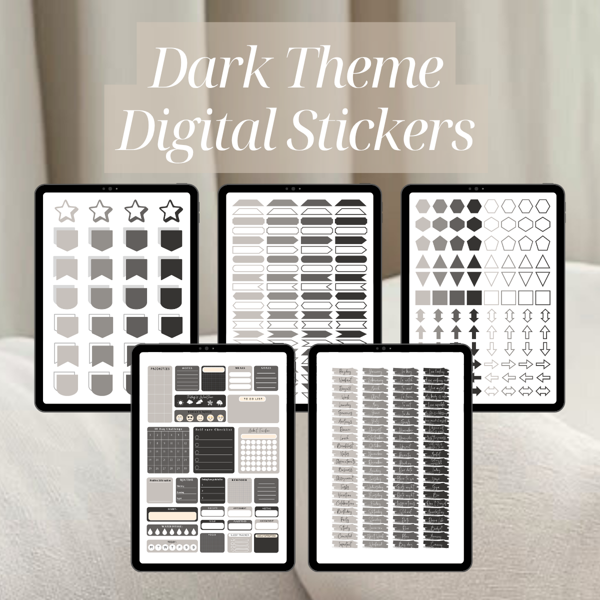 Digital Stickers: Black & White
